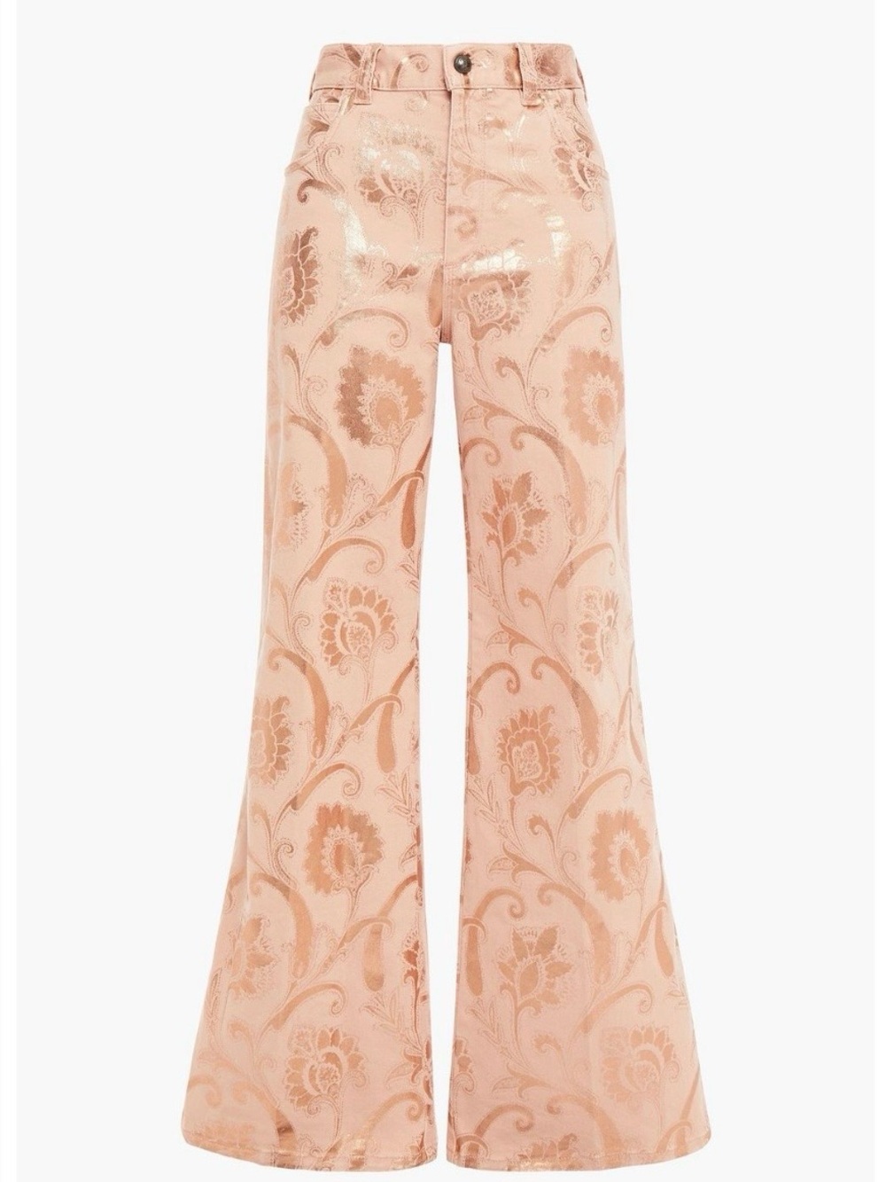 ETRO Milano FW18 Metallic Rose Gold Signature Paisley‎ Carpenter Jeans 30 Italy